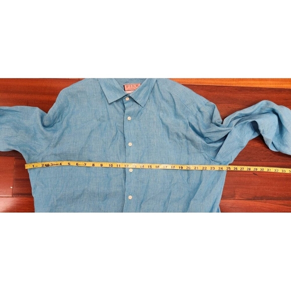 Thomas Pink Men's Pure Linen Shirt XL Long Sleeve CLASSIC DRESS SHIRT‎ - Picture 7 of 9